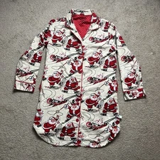 Nick & Nora Women's Small Retro Santa Clause Flannel Pajamas Nightshirt