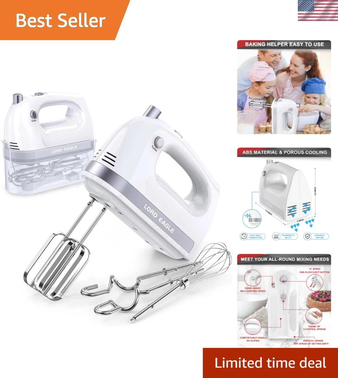 Hand Mixer Electric Handheld 400W, 5-Speed Lightweight Kitchen Mixer with Sto...
Opens in a new wind