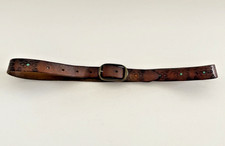 Vintage Dark Brown Leather Belt Women's Size Small Tooled