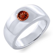 1.00 Ct Round Red Garnet 925 Sterling Silver Men's Ring
