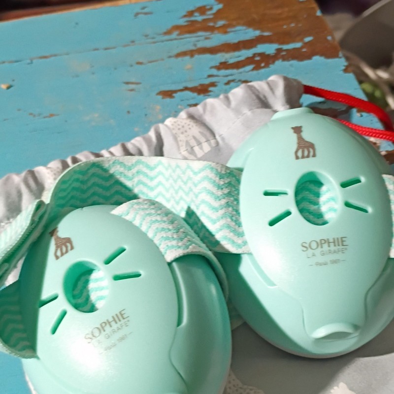 Sophie La Girafe Adjustable Ear Muffs Mint Green White Baby Hearing Protection