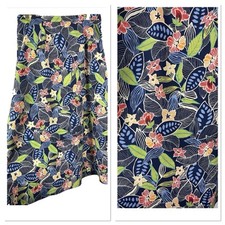 Vintage Blue Floral Cottage Core Maxi Skirt Size 14 Boho Tropical Y2K Fairy