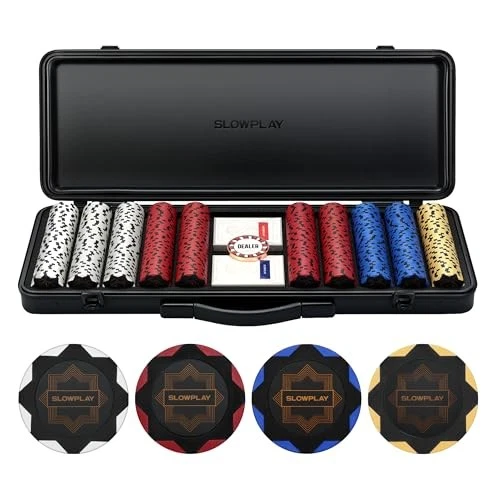 SLOWPLAY Nash Pokerset, 500 Poker Chips ohne Werte | Profi pokerchips aus Ton - Bild 2 von 4