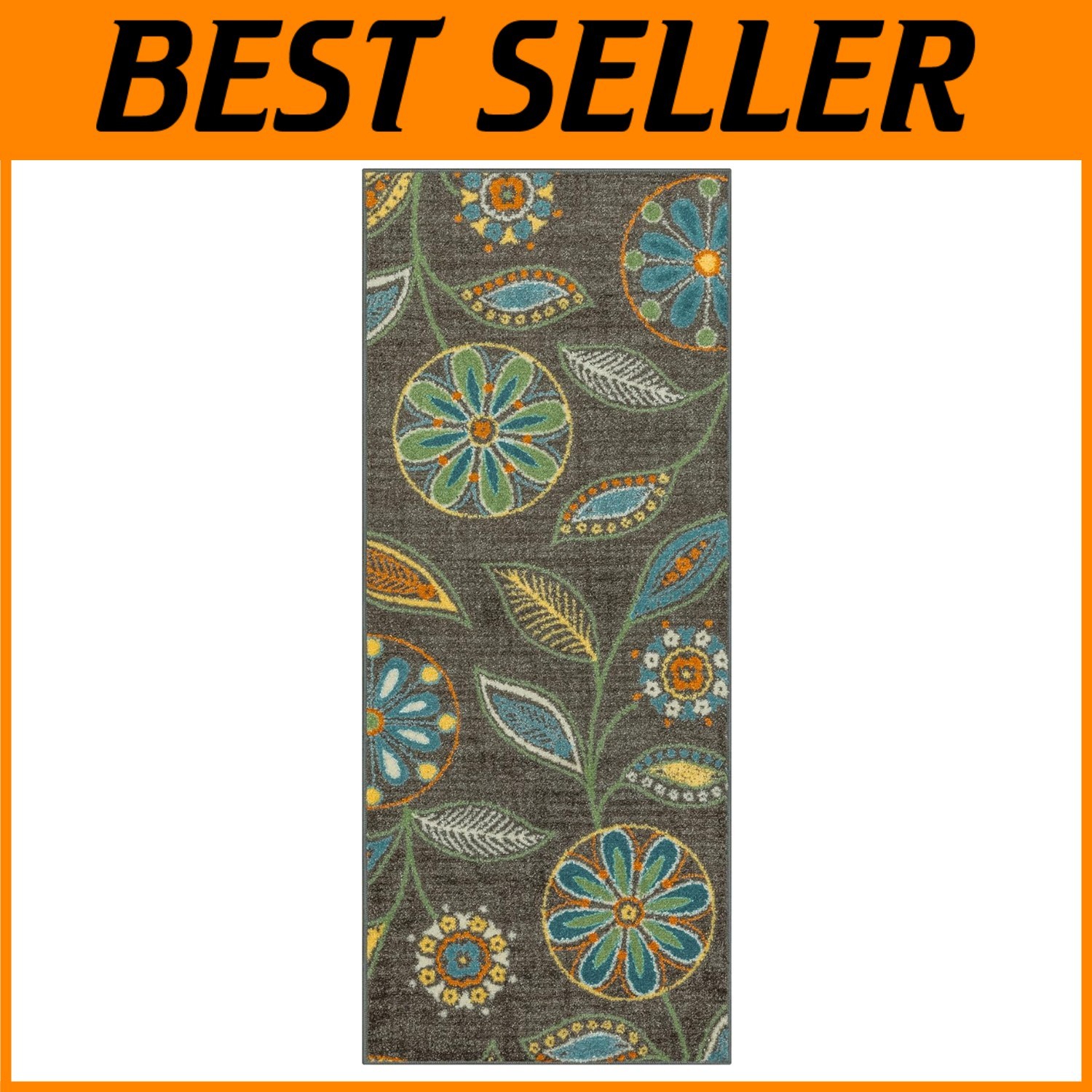Colorful Floral 2x5 Washable Stain-Resistant Runner Rug