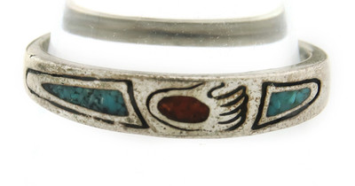Simple Navajo Ring Sterling Silver Gemstone Vintage Native Artist Size 6.0
