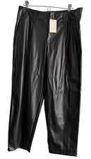 A New Day Faux Black Leather Pants Size 12 Front zip Pockets