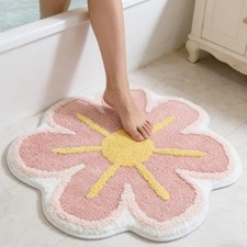 Cute Flower Shaped Bath Mat, Non-Slip TPR Backing Ultra Soft Microfiber Bathr...