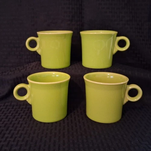 Set of 4 HLC Fiesta Ware USA Lemongrass Ring Handle Coffee Cup Mugs