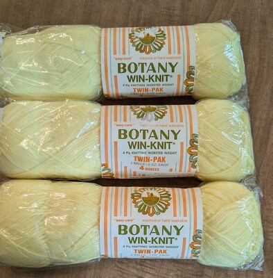 Botany Win-knit 3 Twin-pak Yellow Yarn 2 Oz Each