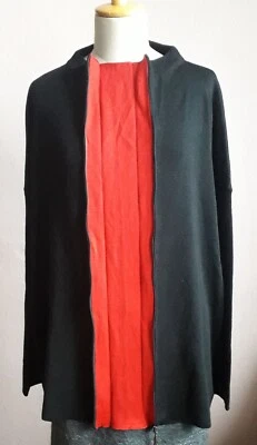MARINA RINALDI BASIC  PULLOVER  GR. L/XL SCHWARZ,ROTER EINSATZ UNTER REISSER NEU - Bild 1 von 4