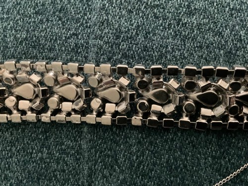 Vintage 50er Jahre Kramer of NY klar Strass Rhodium Platte Armband BREIT - Bild 14 von 19