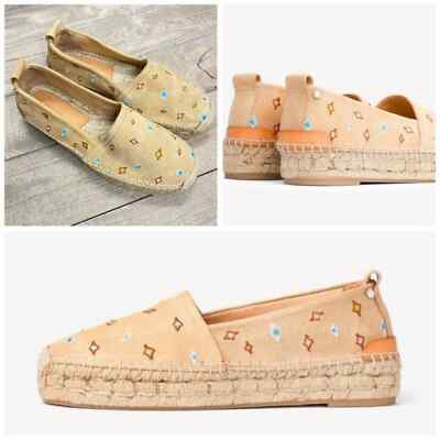 Rag & Bone Adria Espadrille II In Dune Embroidered Size 6 NEW in Box