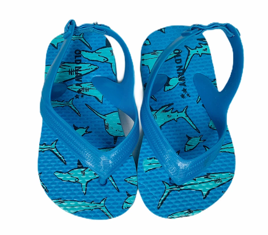 Sandalias chanclas de playa tiburón azul marino antiguo niño niño con correa trasera talla 5 Foto 3 de 4