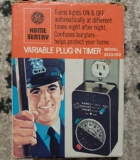 Vintage GE Home Sentry - Variable Plug-In Timer - 8133-012- BLACK Original Box