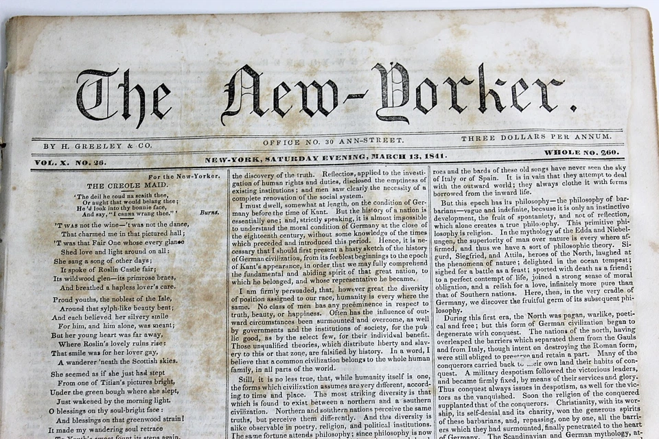 1841 THE NEW-YORKER Mar 13 Charles Dickens MASTER HUMPHREY'S CLOCK 1st American - Image 4 of 4