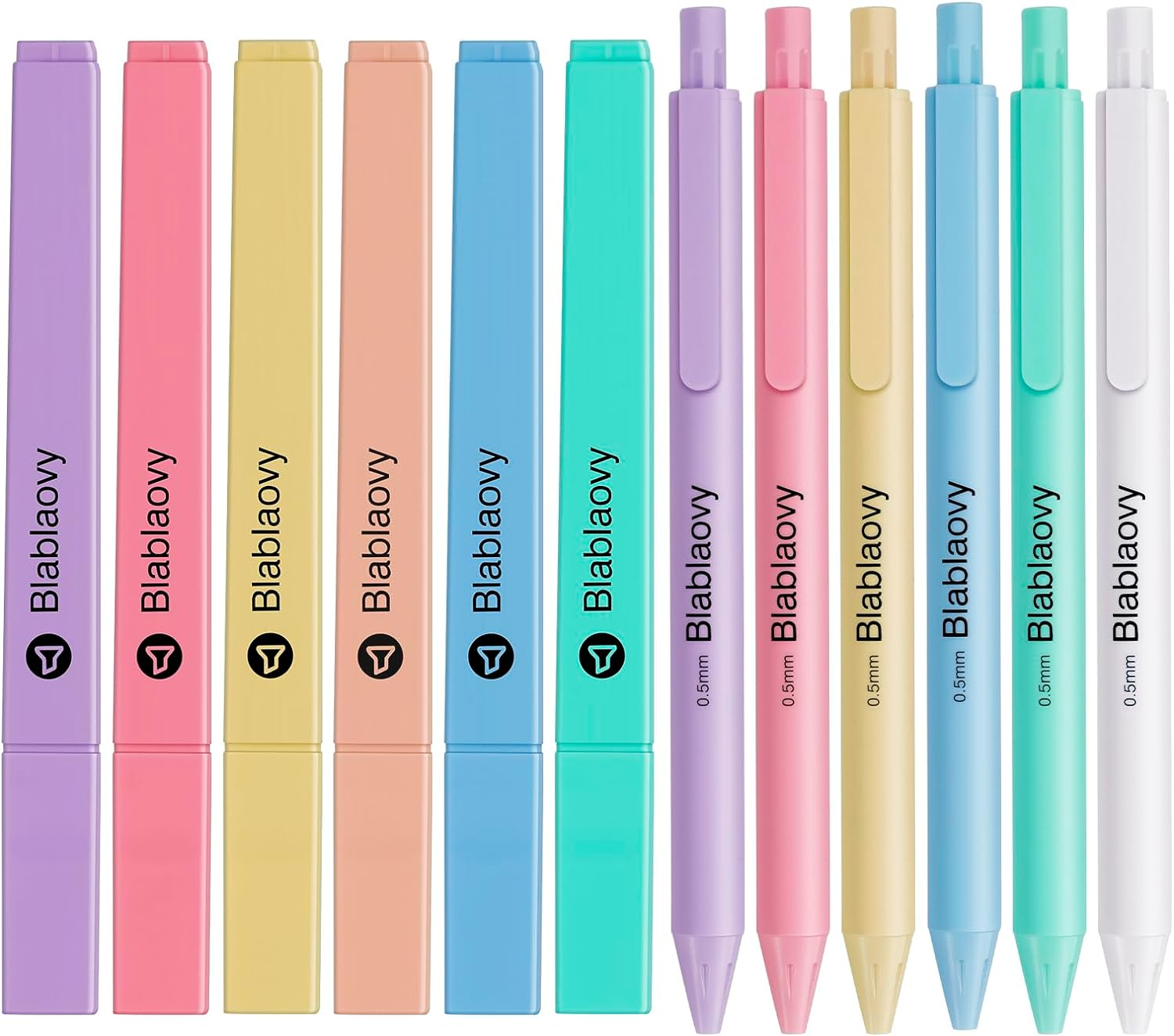 Bible Highlighters and Pens No Bleed, 12 Pcs Pastel Highlighter Set and Ballpens-image