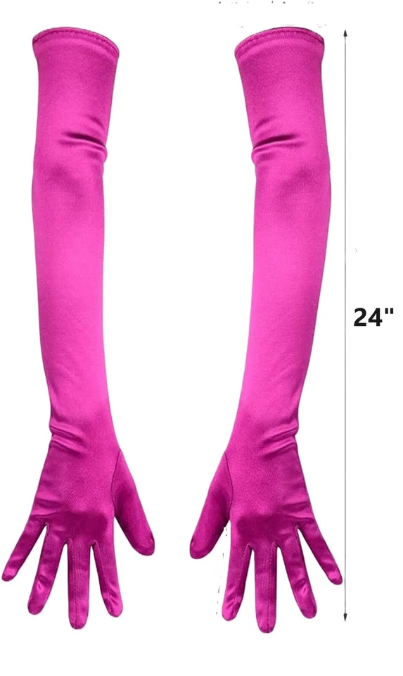GUANTES DE ÓPERA EXTRA LARGOS Barbie Fiesta Princesa Disfraz Juegos con disfraces Mujeres-ROSA Foto 3 de 4