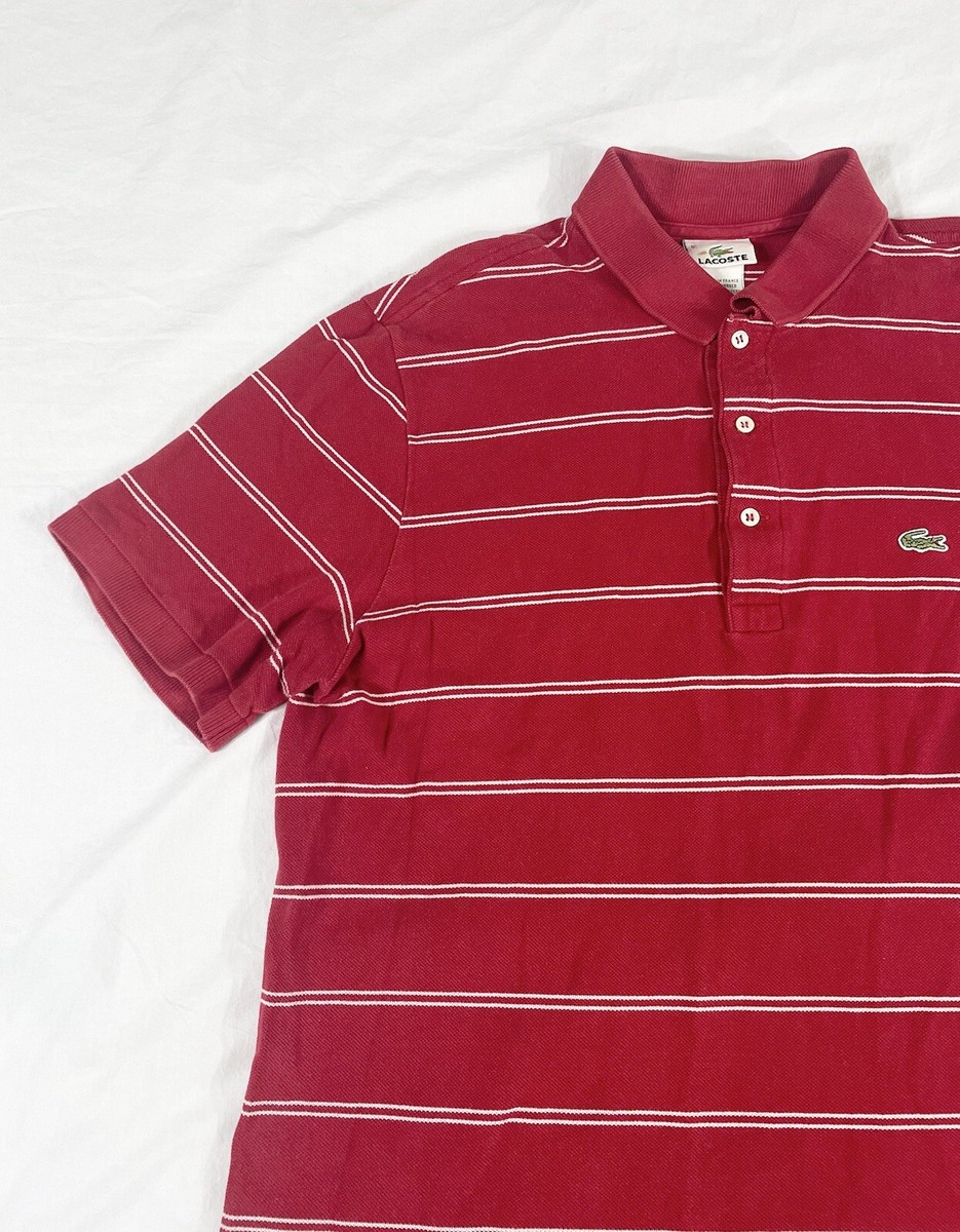 VTG Lacoste Mens Red Striped Short Sleeve Polo Shirt Size 5 | eBay