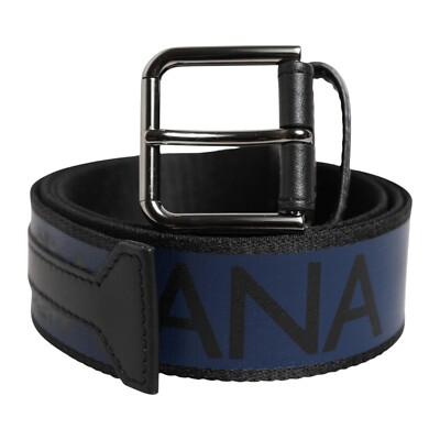 DOLCE & GABBANA Gürtel Blau Schwarz Polyester Metallschnalle Herren 100 cm/40...