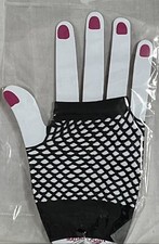 1980s style fingerless Black fishnet Wrist Glove   One Pair New In Package