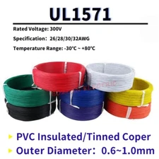 UL1571 Flexible Stranded Wire Cable PVC Insulated Electronic Wire 26 28 30 32AWG