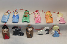 Set/11 Vtg 80's Alberta's Molds Ceramic Christmas Nativity Ornaments Made in USA