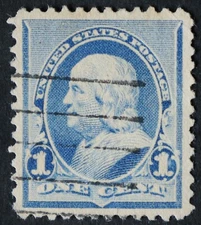 U.S. Used #219 1c Franklin, Superb. Large Margins. Vivid Color. A Gem!