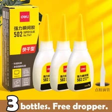 3Pcs 502 Super Glue Cyanoacrylate Instant Adhesive Strong Adhesion Fast Repair