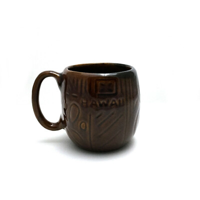 Vintage Hawaiian Coffee Mug Kuka Chuck Old Hawaii Ceramic Cup Brown 
