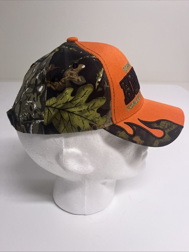 Born to Hunt Forced to Work Hat Black / Hunter Camo Orange Hunt Hunting Ball Cap - Picture 4 of 7