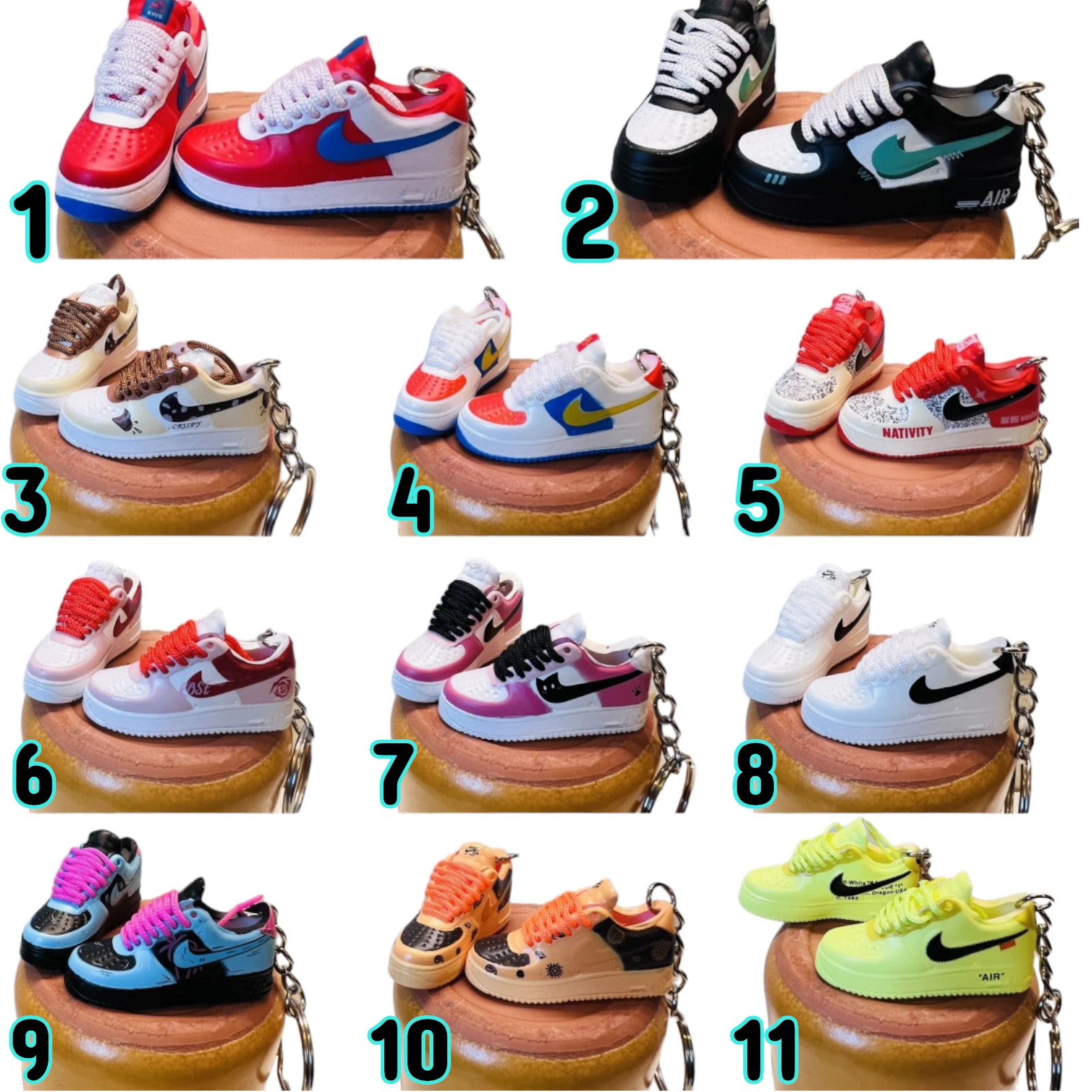 Mini porte clés de collection porte clés de collection AF, Jordan 2 12, YZY avec boîte d'affichage