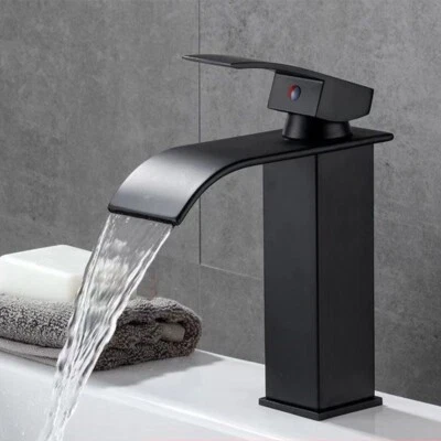 ROZIN Miscelatore Rubinetto bagno lavabo nero cascata monocomando bidet lavello ottone