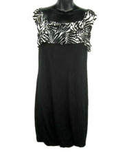 Nicole Miller Studio Womens Bubble Dress Medium Black Multi Tropical Silk Blend