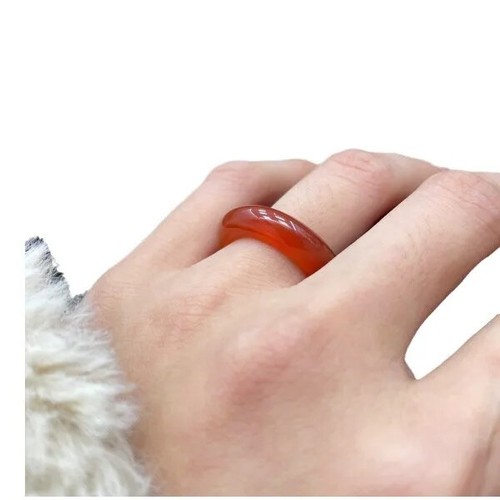Natural Blood Jade Ring Retro Geometric Cut Stone Jewelry One Size - Picture 5 of 6