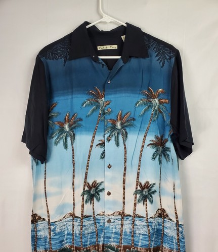 Batik Bay Rayon Blue Floral Hawaiian 