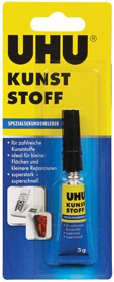 UHU 47705 Spezialsekundenkleber, Kunststoff, Tube mit 3 g