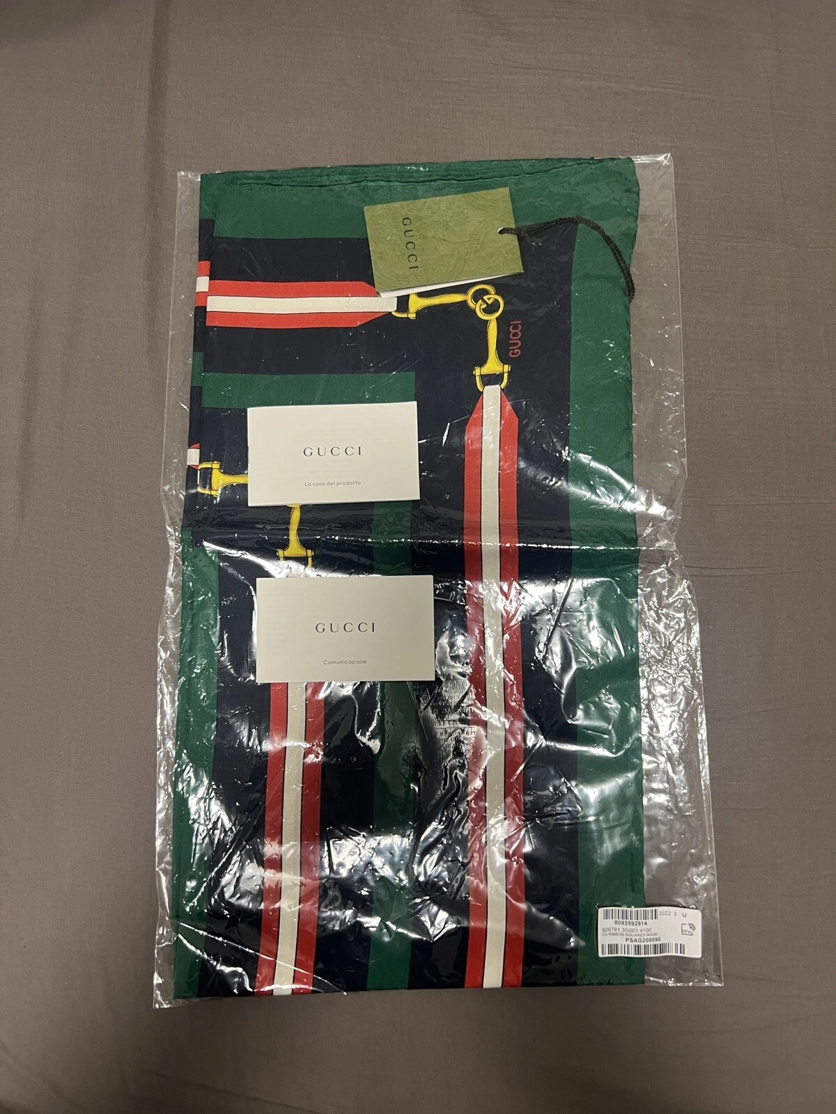 Neuf Gucci écharpe enveloppes cravate bandeau foulard Horsebit
