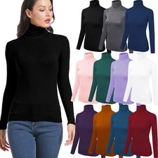 Womens Long Sleeve Turtleneck Shirt Lightweight Top Breathable Solid Basic Top