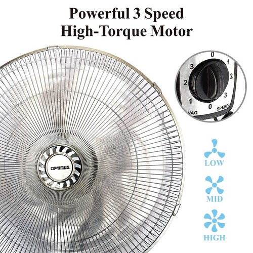 Industrial Wall Mounted Oscillating Fan 18in Adjustable Metal Blade Airflow US - Picture 3 of 11