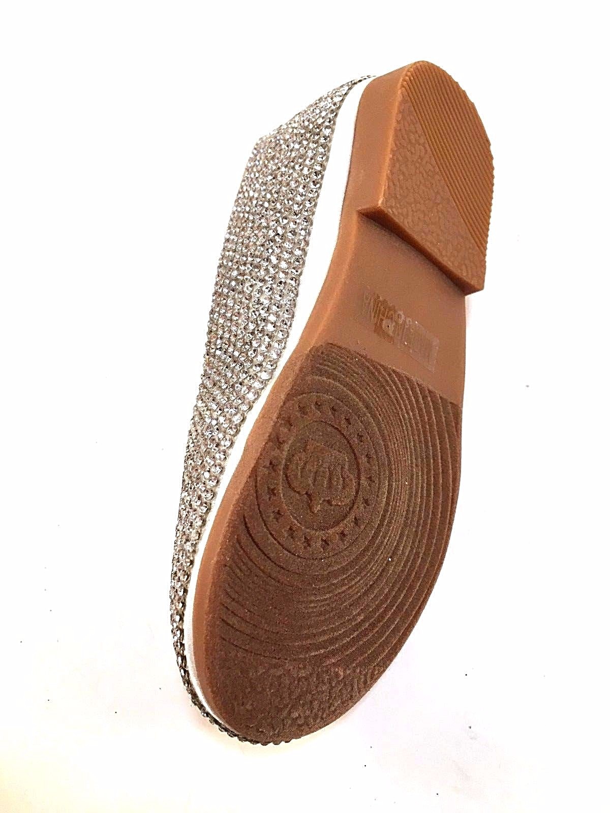 De Blossom Girl T-Lili-10 White Satin Rhinestone Round Toe Mary