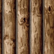 Brown Cabin Logs Peel & Stick Wallpaper - Rustic Wood Wall Decor, Easy Install