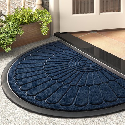 Semicircular Durable Rubber Doormat- Non Slip Front Door Mat for Outside Insi...