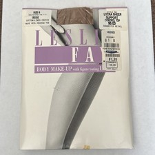 VTG Leslie Fay Body Make-Up Pantyhose BEIGE Size B Figure Toning Control Top