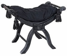 Hocker Antik Polsterhocker Schwarz Schemel Sitzbank Sitzgondel Sitzhocker Retro