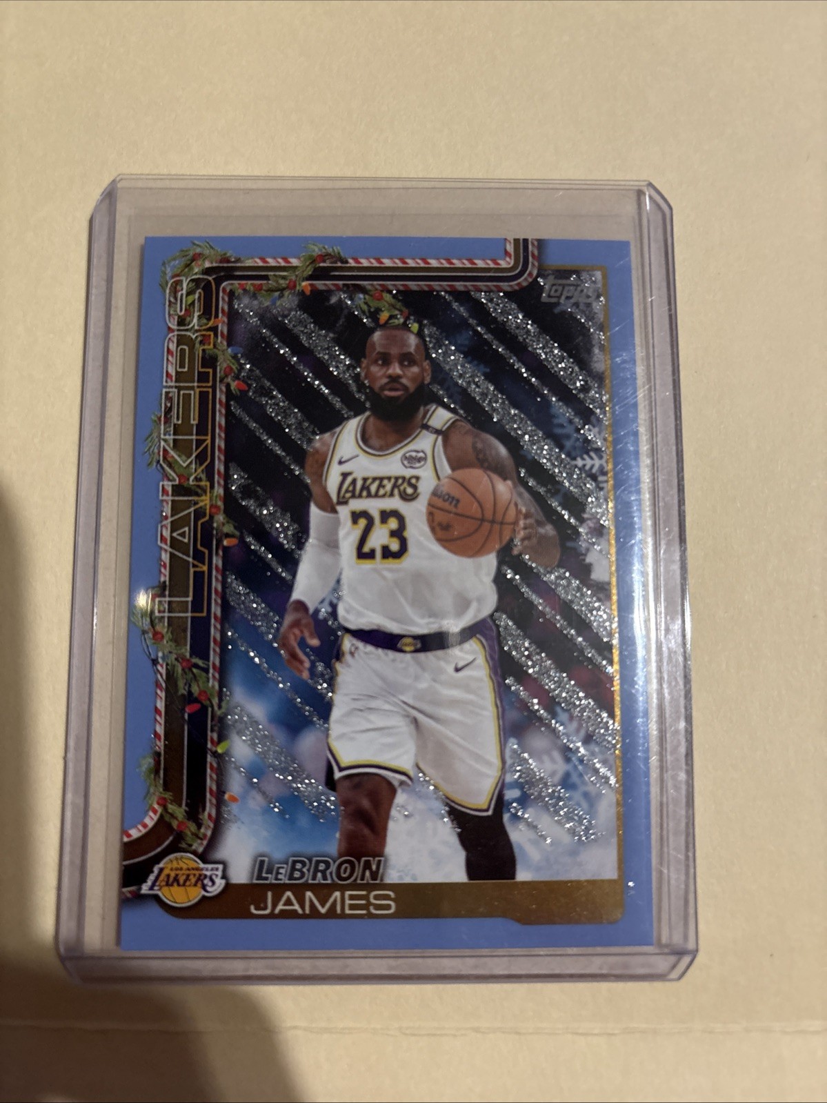 2025-26 Topps Holiday - LeBron James #H119 Holiday Light Blue & White Glitter