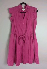 On 34th Macy's Pink Pinstripe Button Front Ruffle Trim Dress Size 1X