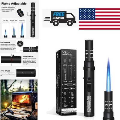 Butane Refillable Lighter with Extended Neck and Safety Features for Campfires