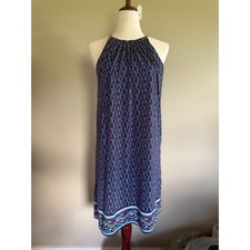 Michael Kors Dress Sleeveless Halter Neckline Multicolor Printed Midi