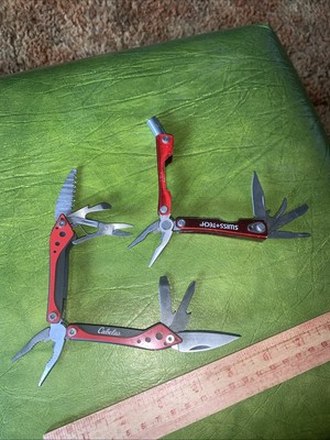 2 Cabela's & Swiss tech Mini Multi-Tool Knife Red  Hunting Camping Fishing