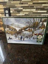 Hockey On Frozen Lake 1000 Piece Jigsaw Puzzle Cobble Hill New USA